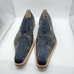 Men Emilio Franco Stingray Printed Suede Leather Dress Shoes Size 10 Italy- Rare